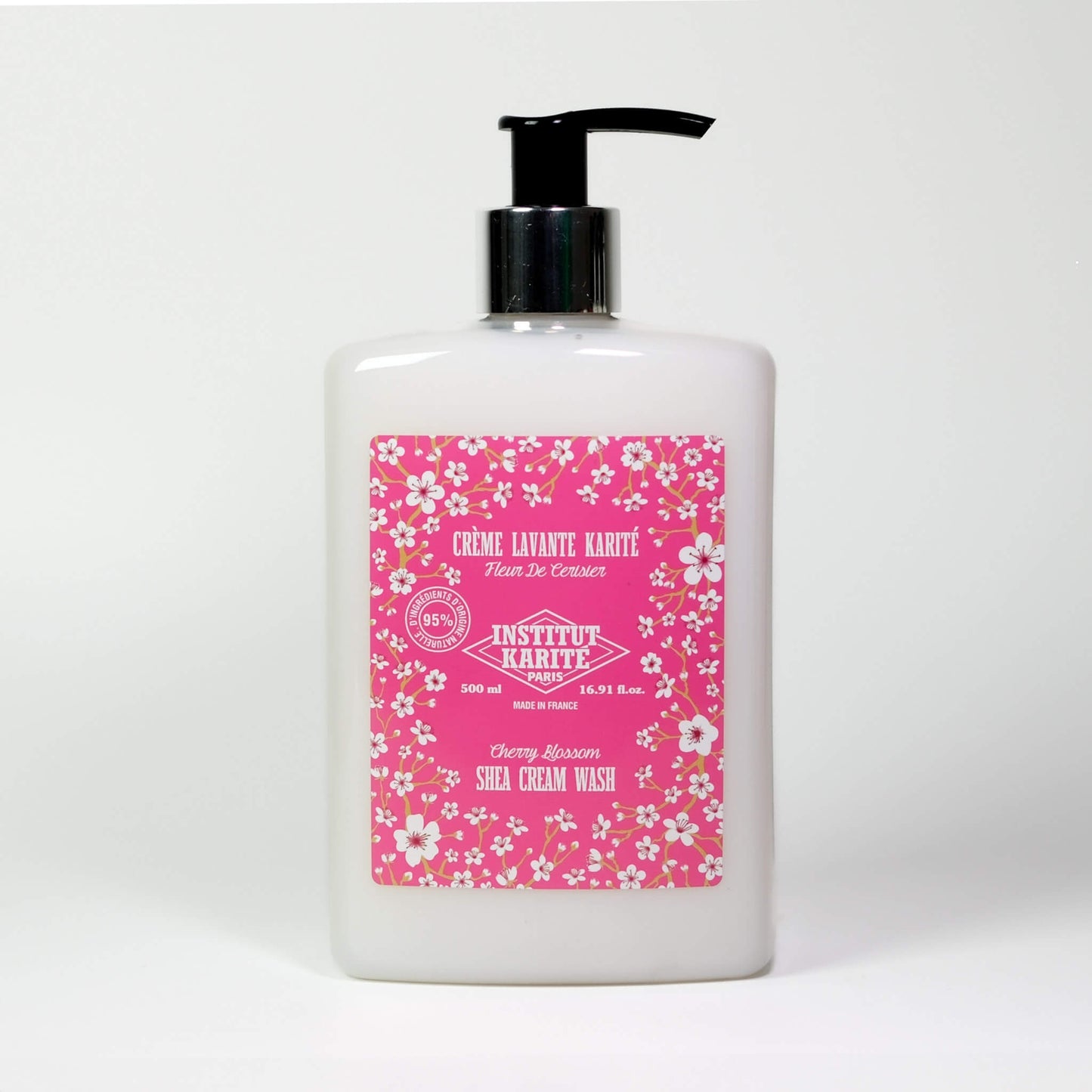 Front view of 500mL Cherry Blossom Shea Cream Wash by Institut Karité Paris