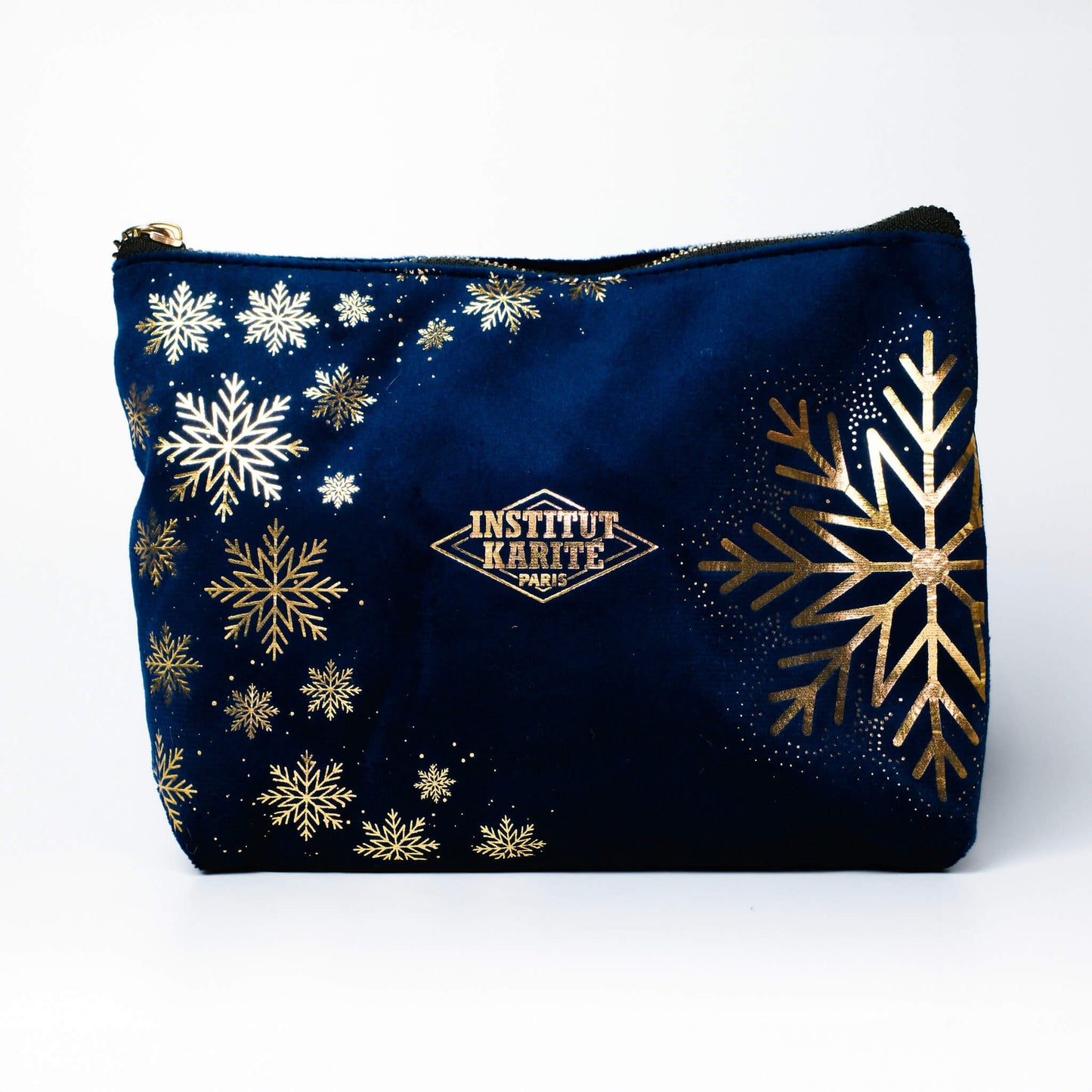 Front view of Blue Christmas Pouch by Institut Karité Paris