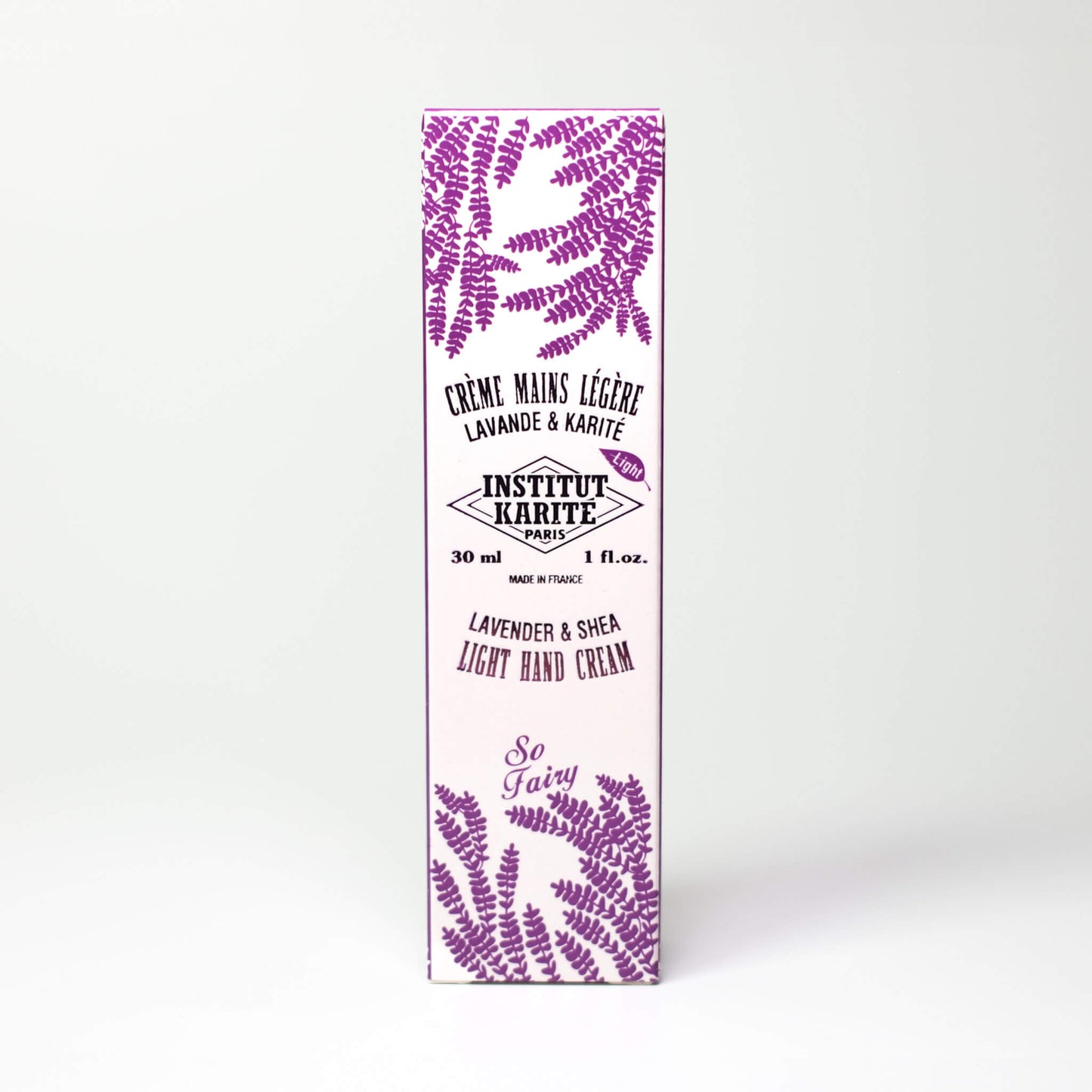 Packaging of 30mL Lavender Shea Light Hand Cream by Institut Karité Paris