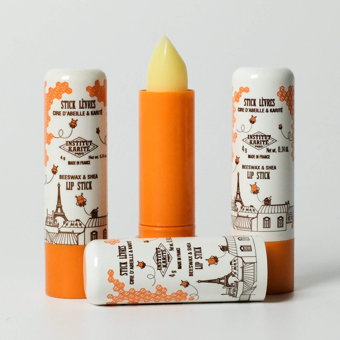 Front view of Beeswax Shea Lip Balm Trio by Institut Karité Paris