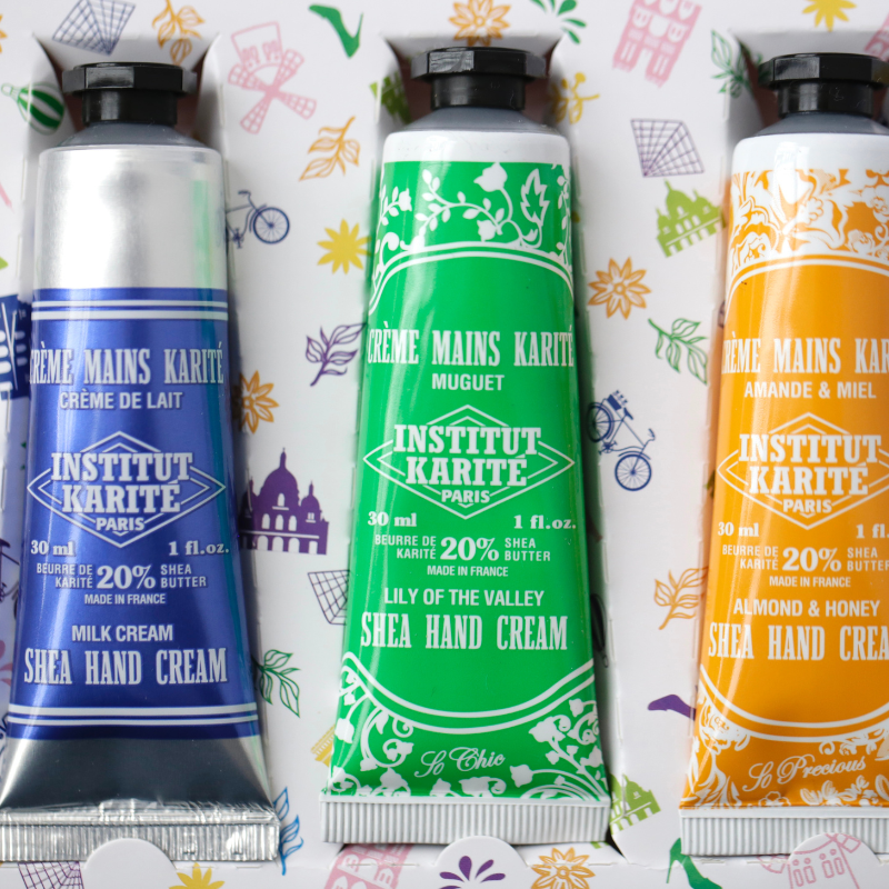 Trio Crèmes Mains Karité · Crème de Lait, Amande & Miel & Muguet