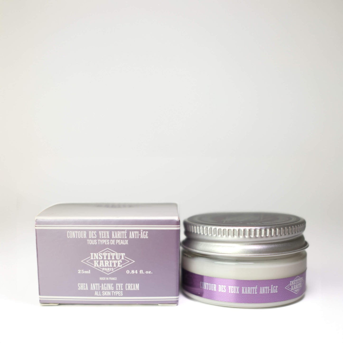 Pakcaging with Front view with French of 50mL Shea Anti-Aging Eye Cream by Institut Karité Paris