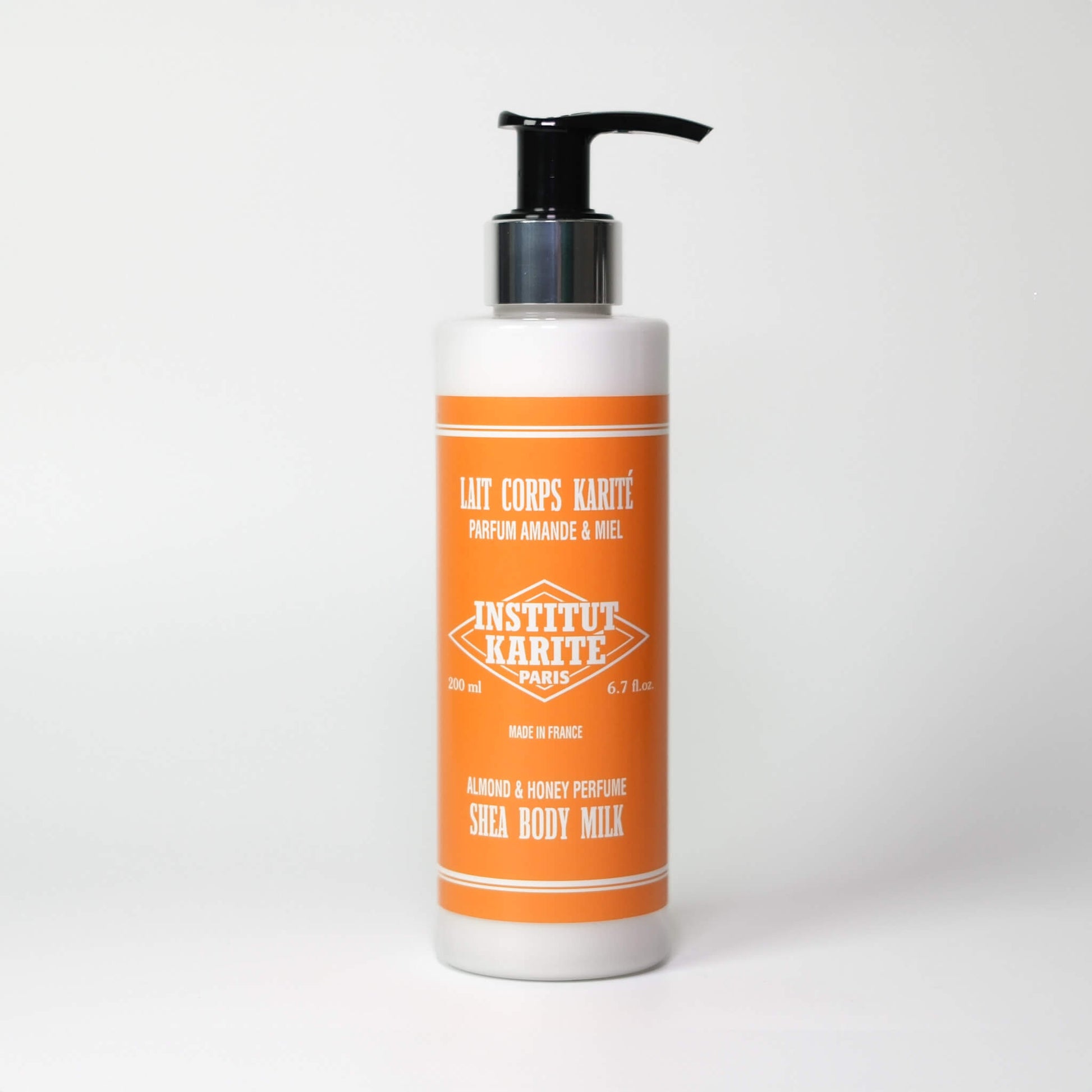 Front view of 200mL Shea Body Milk Almond & Honey by Institut Karité Paris
