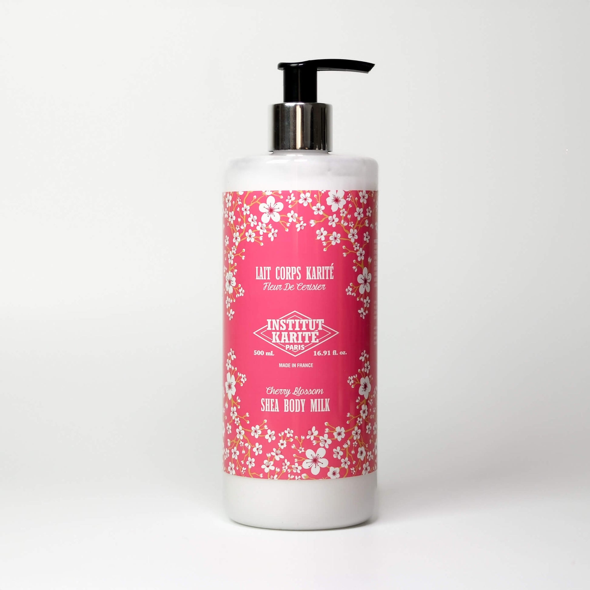 Front view of 500mL Cherry Blossom Shea Body Milk by Institut Karité Paris