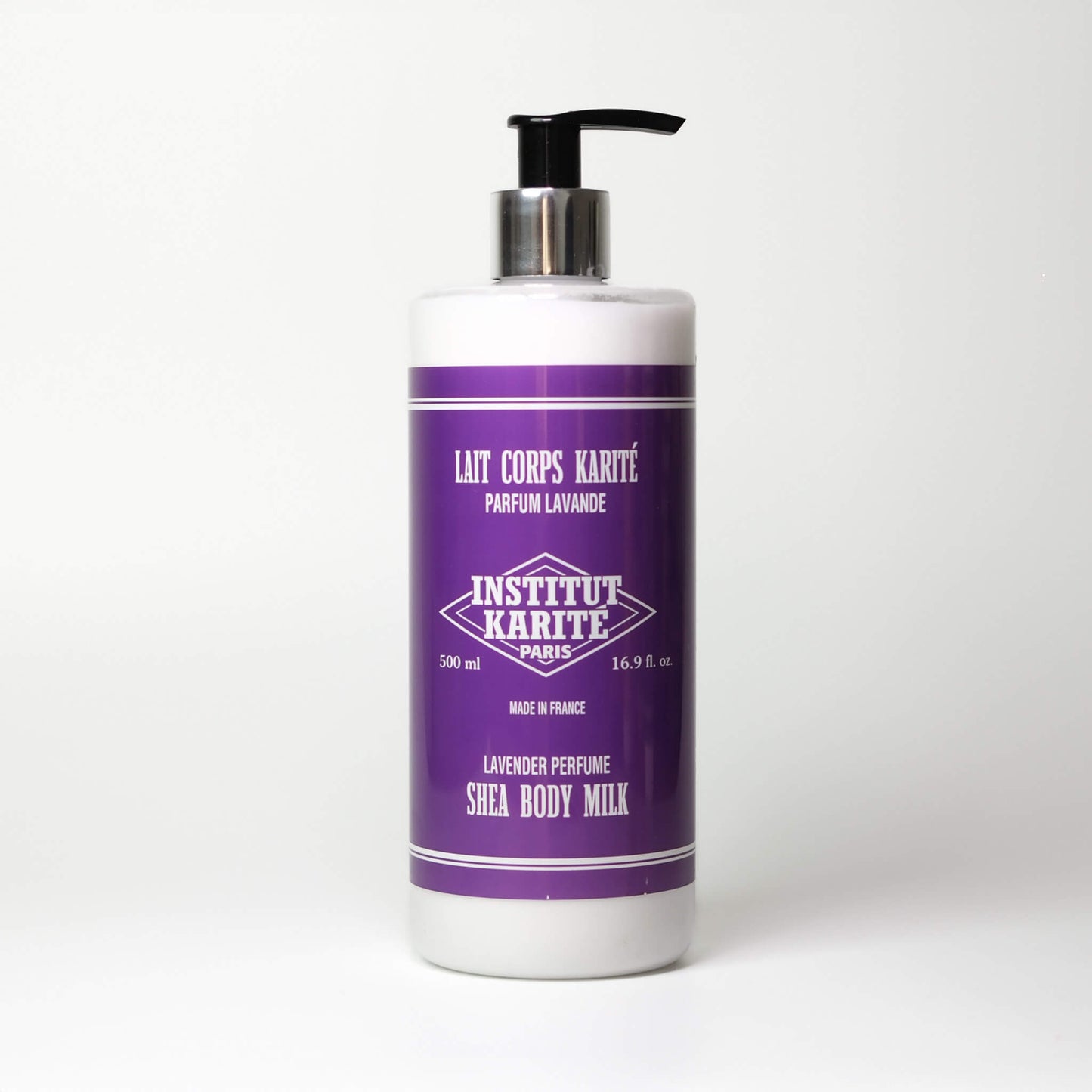 Front view of 500mL Lavender Shea Body Milk by Institut Karité Paris