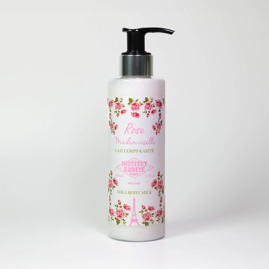 Front view of 200mL Rose Mademoiselle Shea Body Milk by Institut Karité Paris