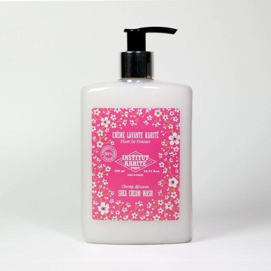 Front view of 500mL Cherry Blossom Shea Cream Wash by Institut Karité Paris