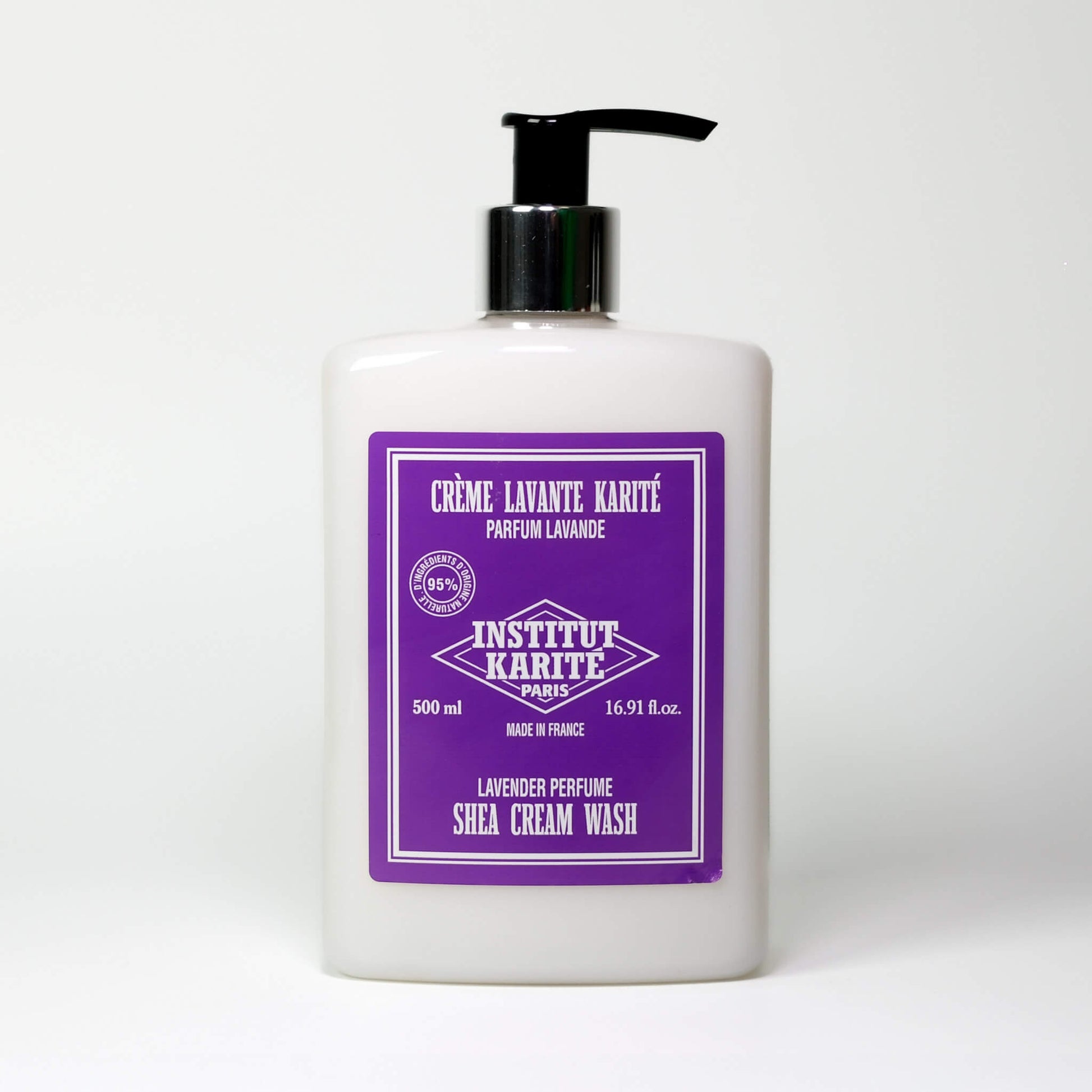 Front view of 500mL Lavender Shea Cream Wash by Institut Karité Paris