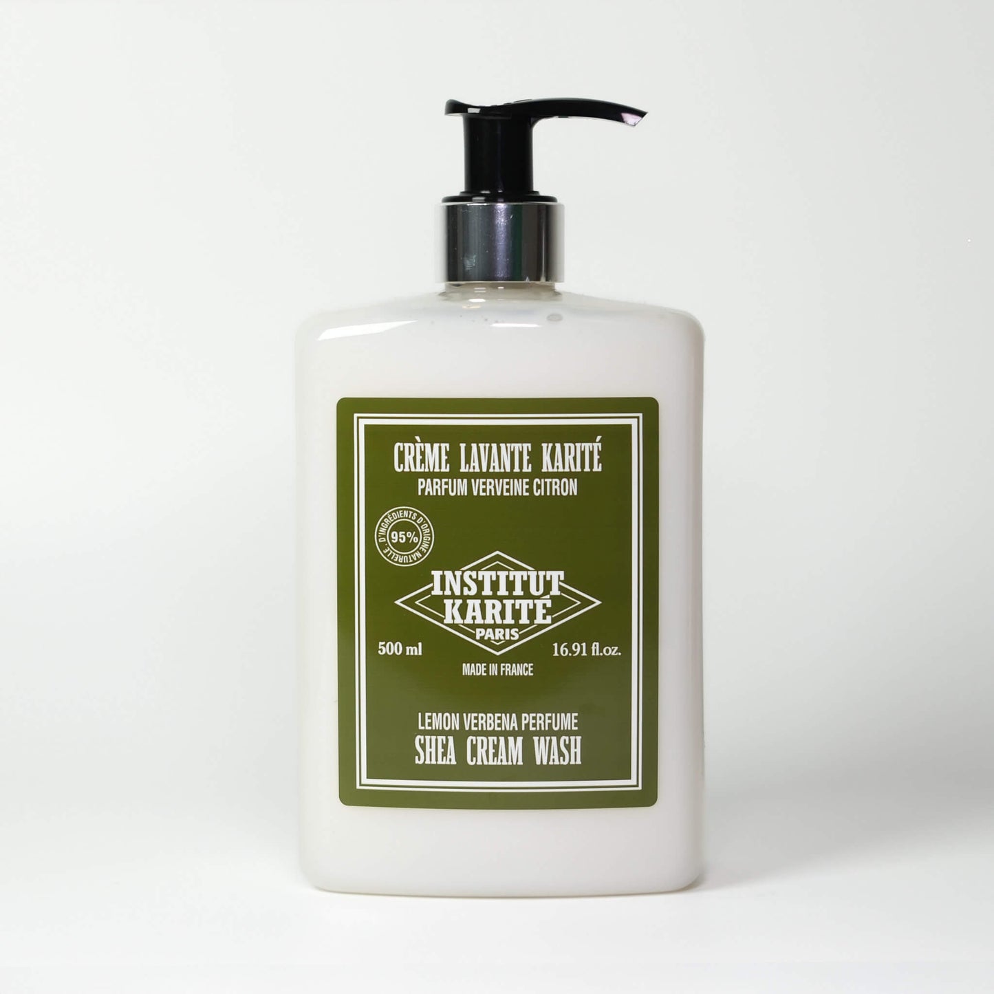 Front view of 500ML Lemon Verbena Shea Cream Wash by Institut Karité Paris