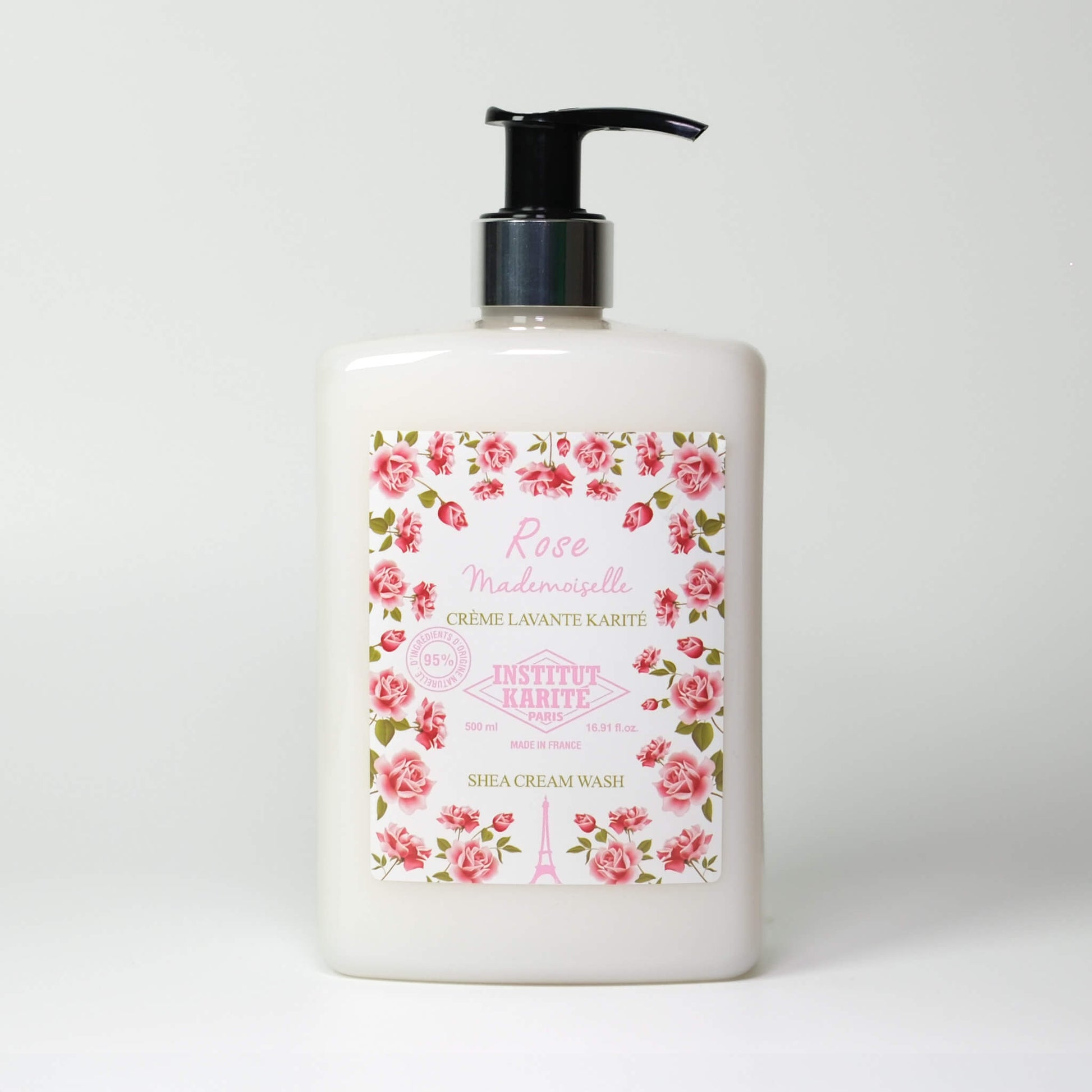 Front view of 500mL Rose Mademoiselle Shea Cream Wash by Institut Karité Paris