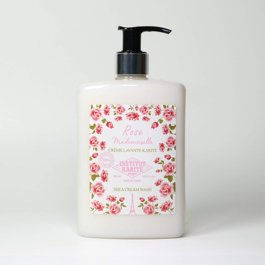 Front view of 500mL Rose Mademoiselle Shea Cream Wash by Institut Karité Paris