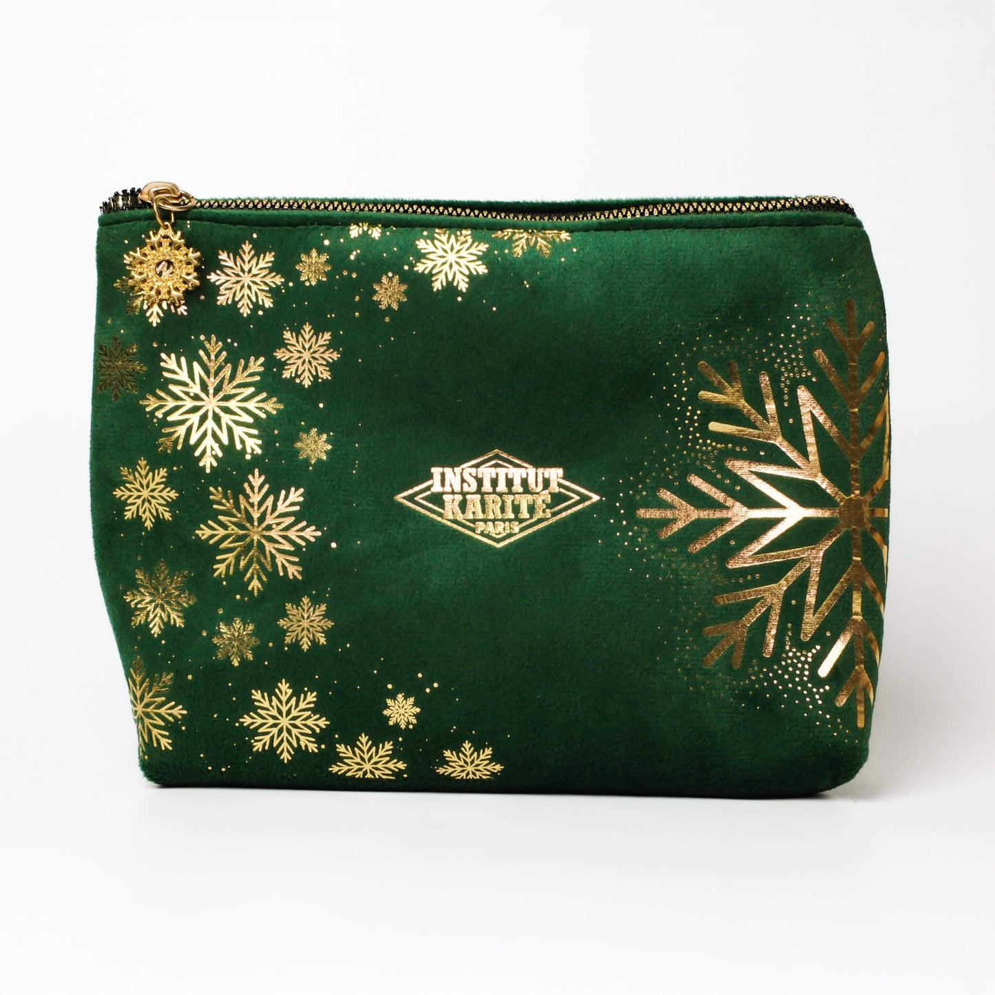 Front view of Green Christmas Pouch by Institut Karité Paris