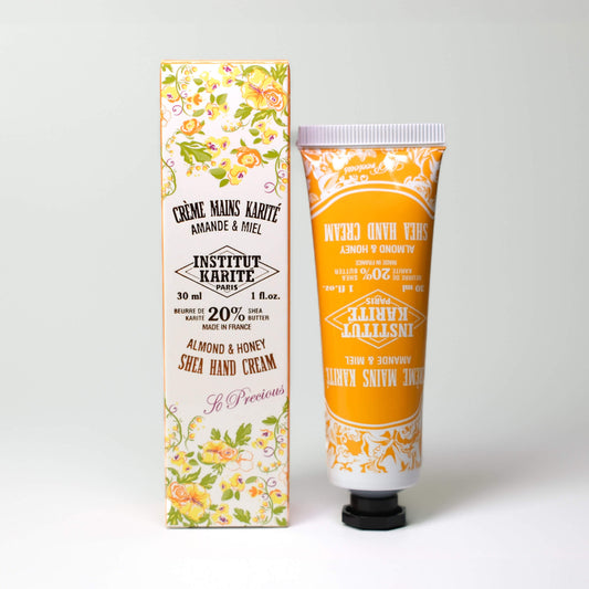 Front view of 30mL Almond & Honey Shea Hand Cream with Packaging by Institut Karité Paris