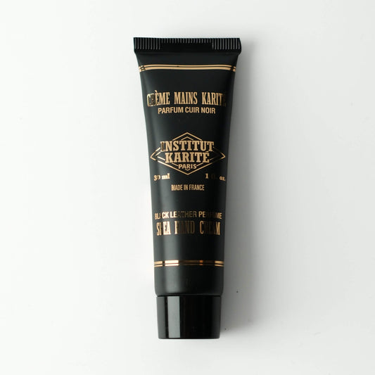 Front view of 30mL Black Leather Shea Hand Cream by Institut Karité Paris