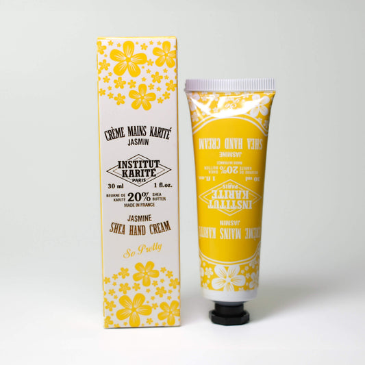 Front view of 30mL Jasmine Shea Hand Cream with packaging by Institut Karité Paris