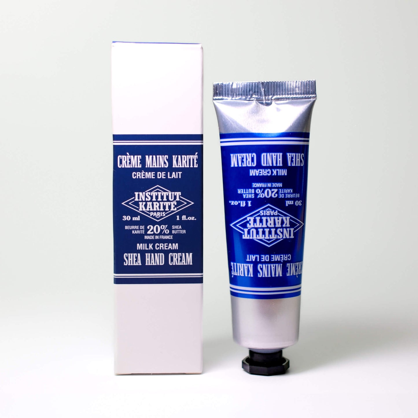 Front view of 30mL Milk Cream Shea Hand Cream with packaging by Institut Karité Paris