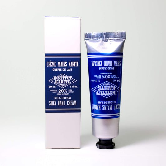 Front view of 30mL Milk Cream Shea Hand Cream with packaging by Institut Karité Paris