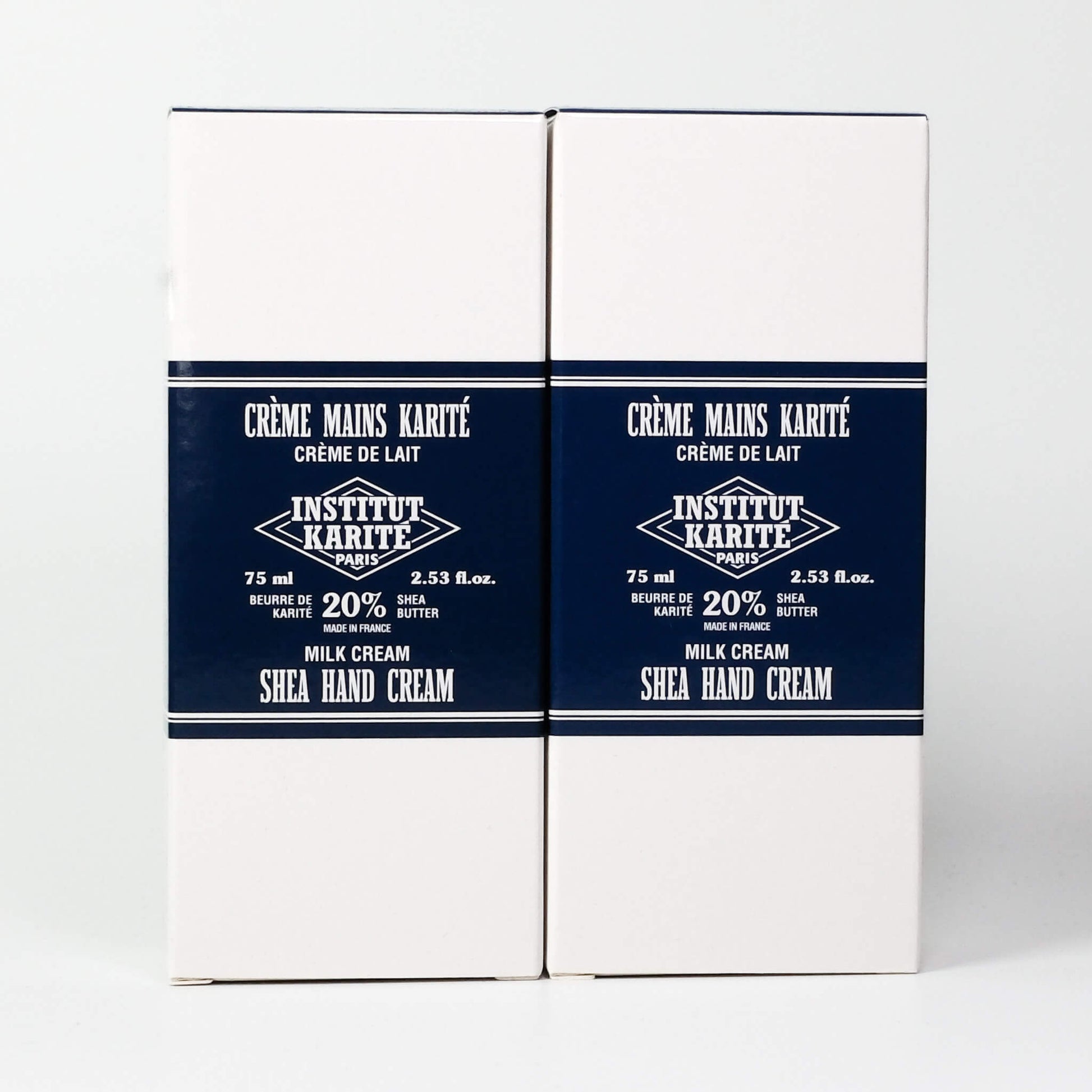 Front view of Milk Cream Hand Care Duo Packaging by Institut Karité Paris