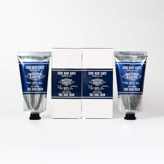 Front view of Milk Cream Hand Care Duo with Packaging by Institut Karité Paris