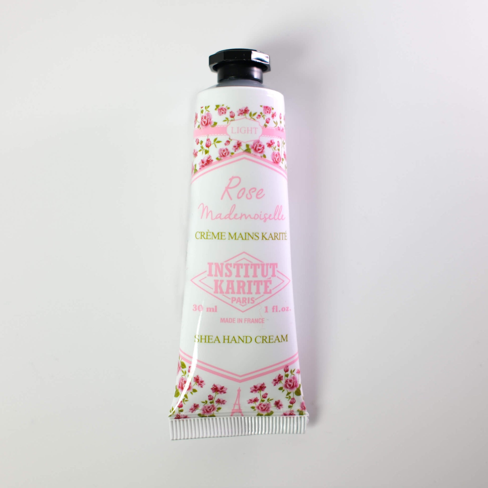 Front view of 30mL Rose Mademoiselle Shea Light Hand Cream by Institut Karité Paris