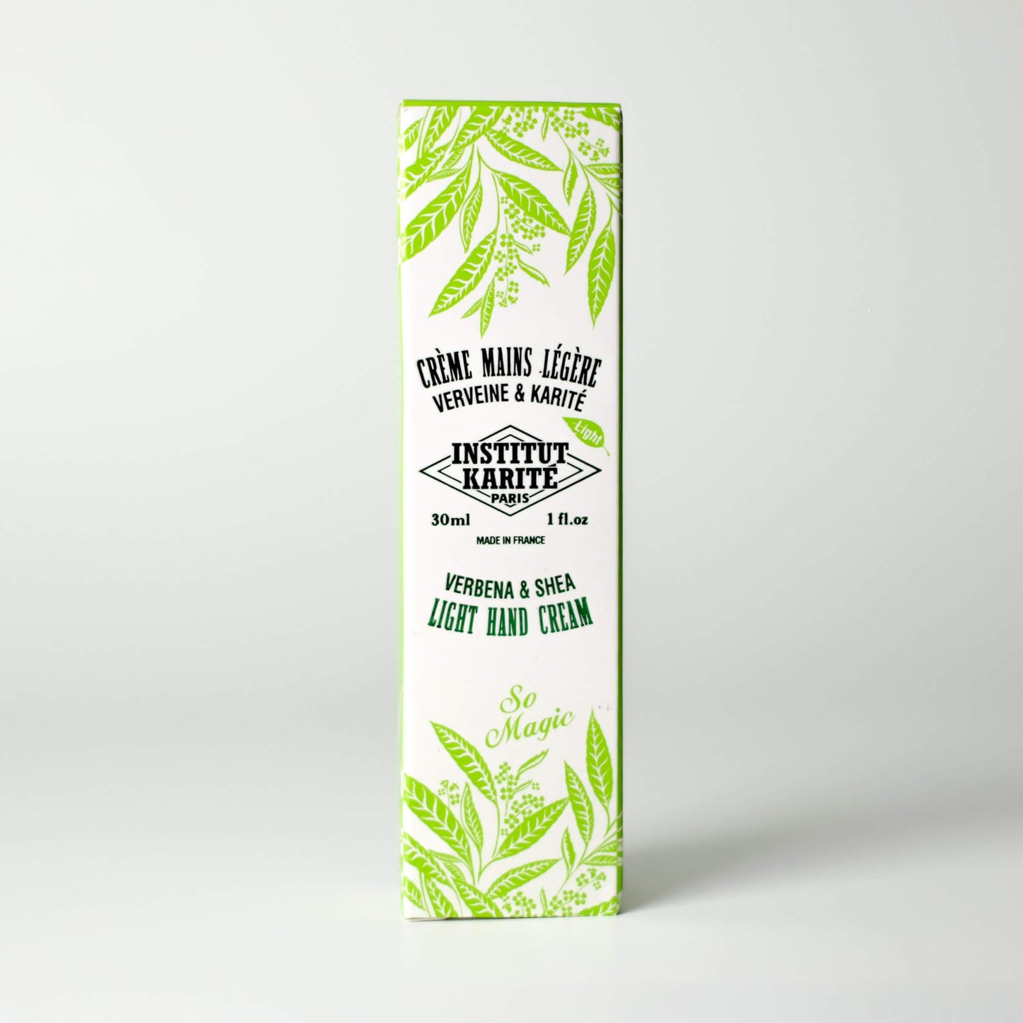 Packaging of 30mL Verbena Shea Light Hand Cream by Institut Karité Paris