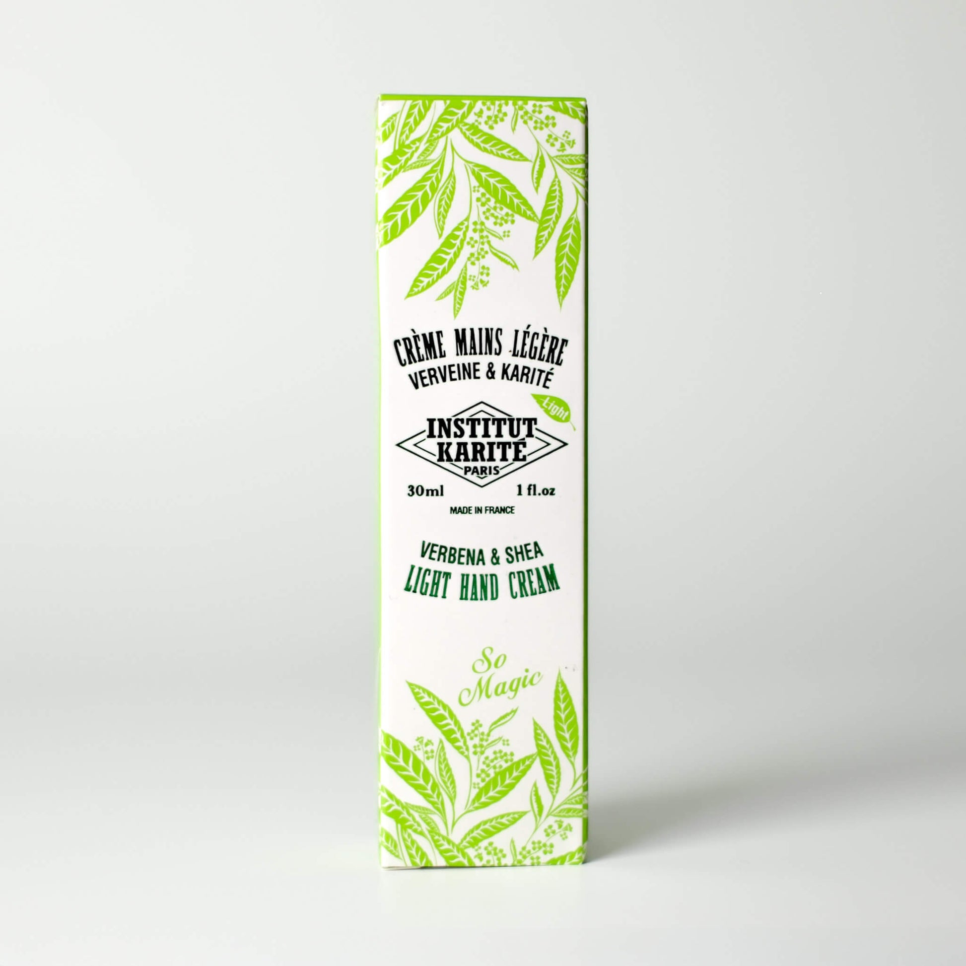 Packaging of 30mL Verbena Shea Light Hand Cream by Institut Karité Paris