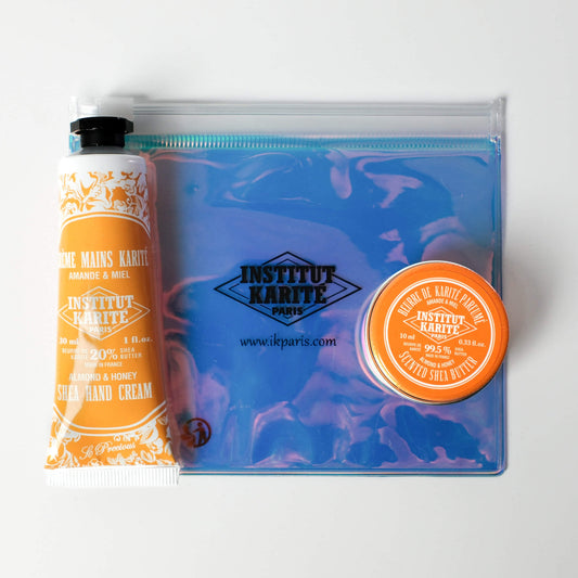 Front view of Hologram Set – Almond & Honey Hand & Shea Duo with Packaging by Institut Karité Paris