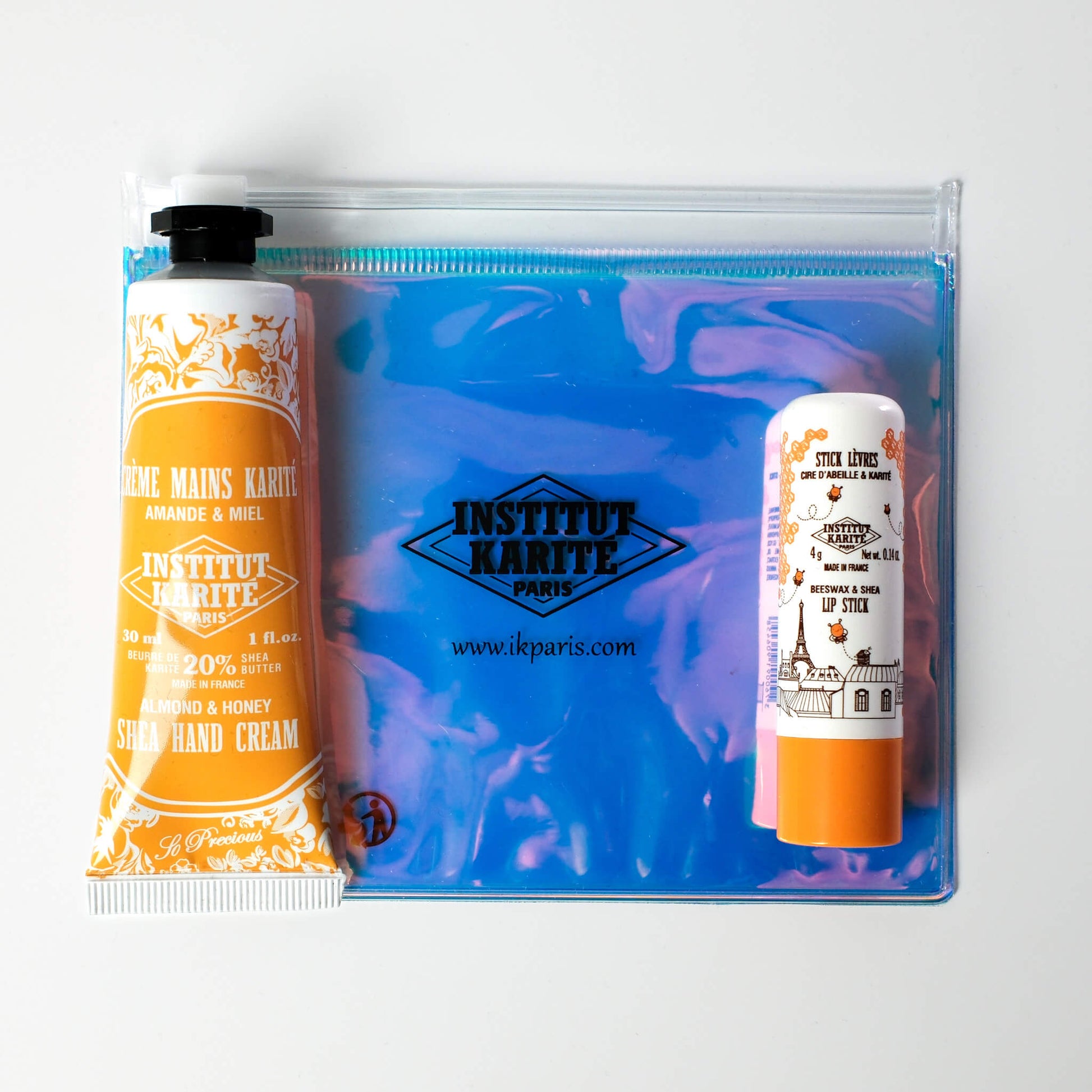 Front view of Hologram Set – Almond & Honey Hand & Lip Duo with Packaging by Institut Karité Paris
