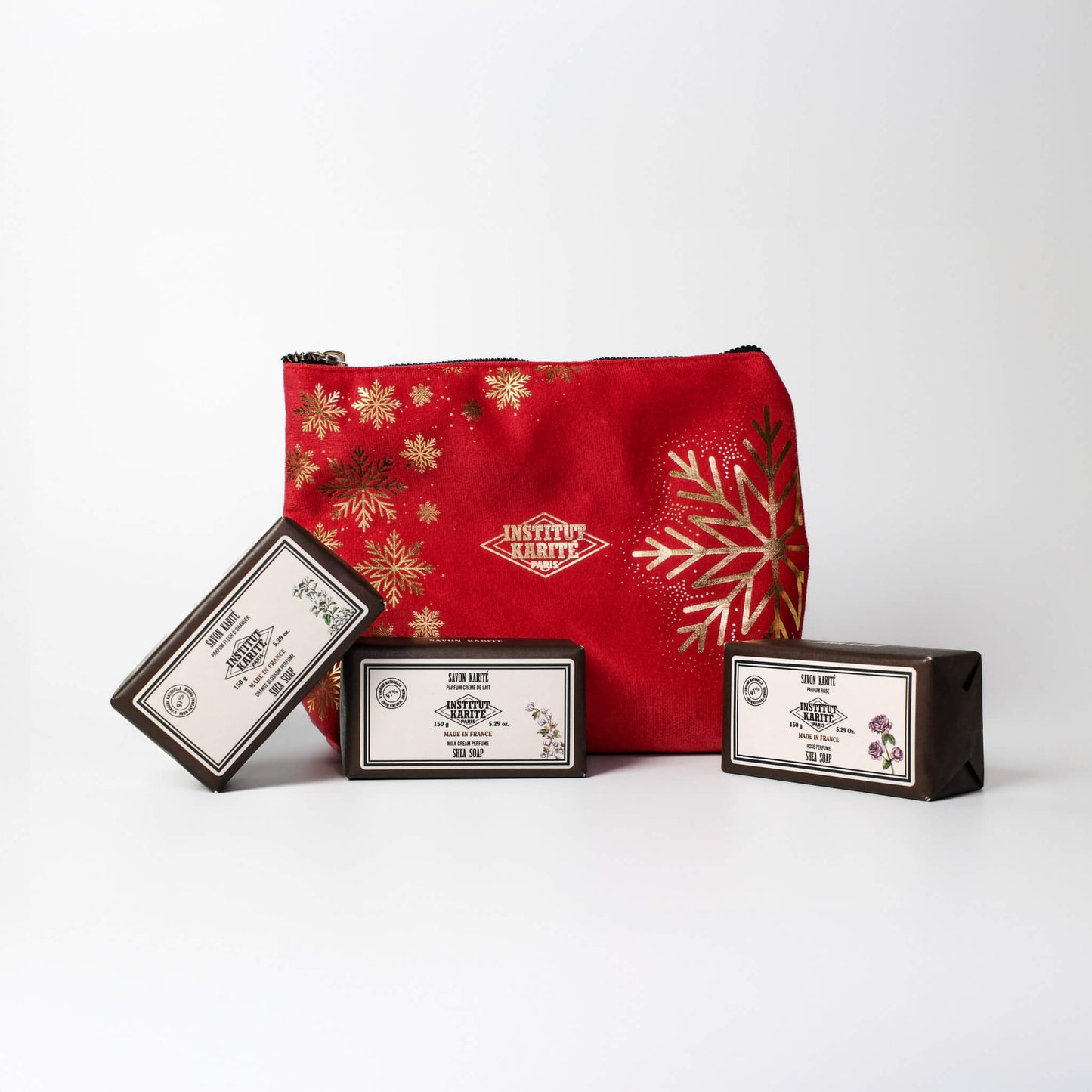 Front view of Vintage Chistmas Soap Collection with Packaging by Institut Karité Paris