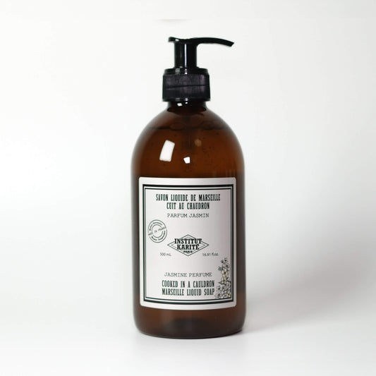 Front view of 500mL Jasmine Marseille Liquid Soap bottle by Institut Karité Paris