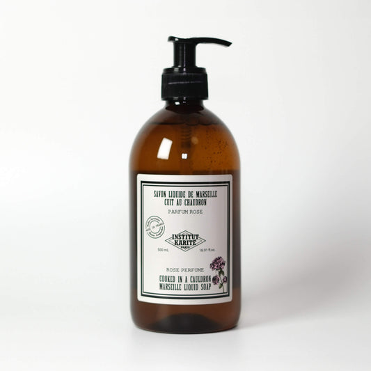Front view of 500mL Rose Marseille Liquid Soap bottle by Institut Karité Paris