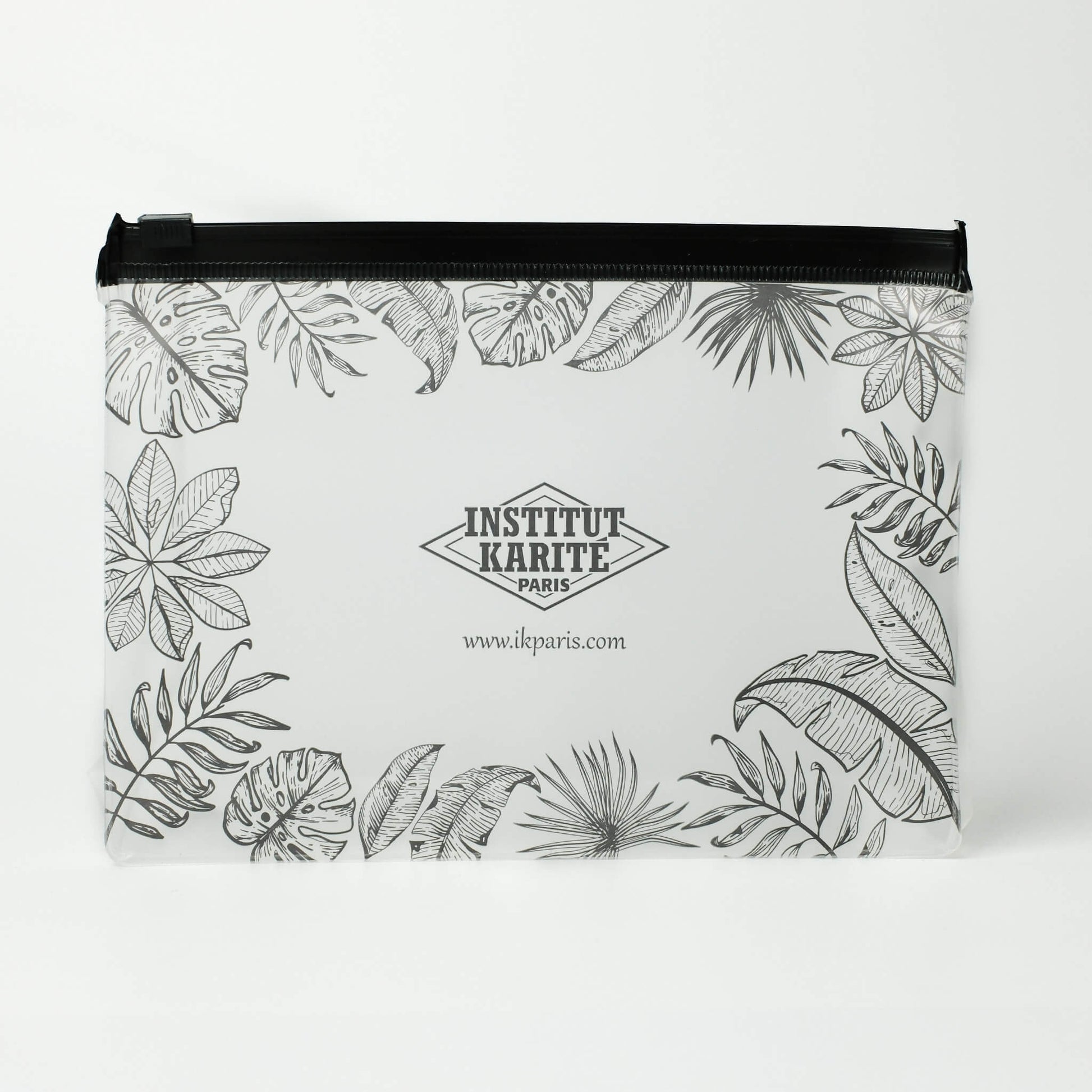 Front view of Black Satin Zip Pouch by Institut Karité Paris