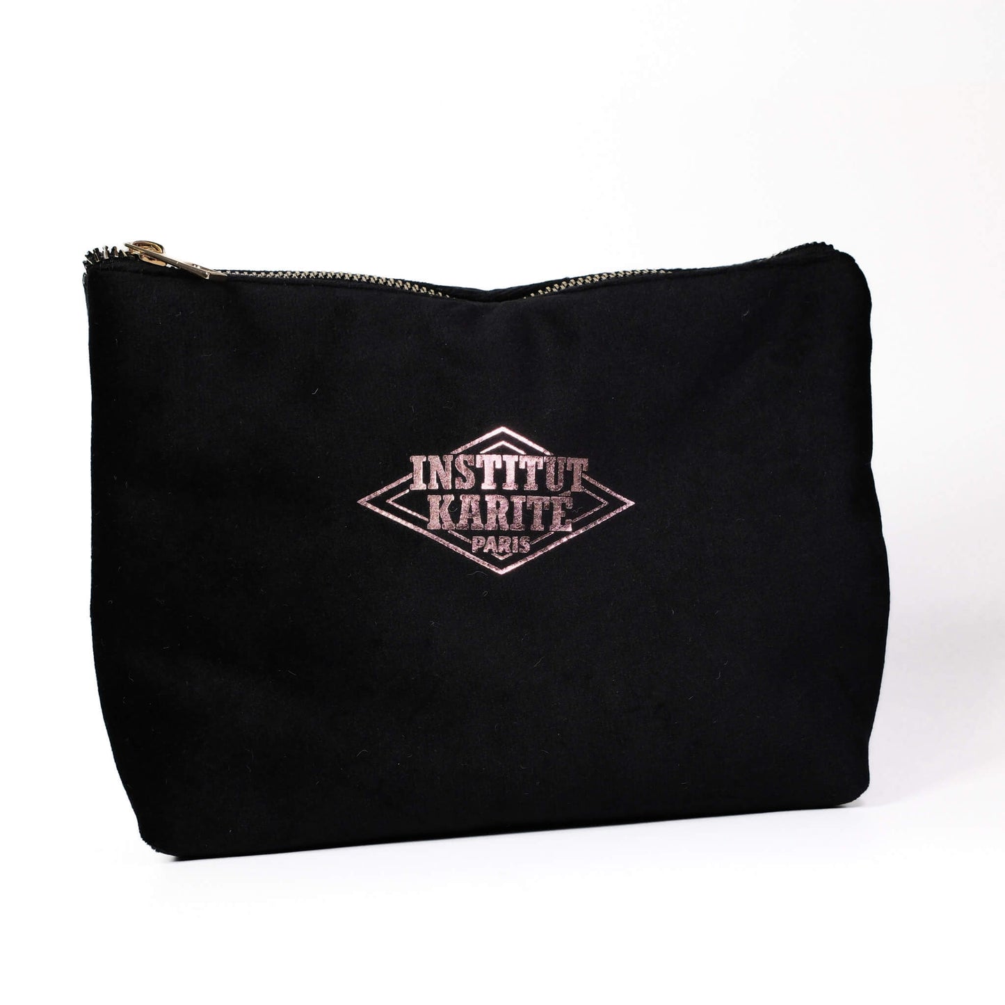 Front view of Black Leather Pouch by Institut Karité Paris