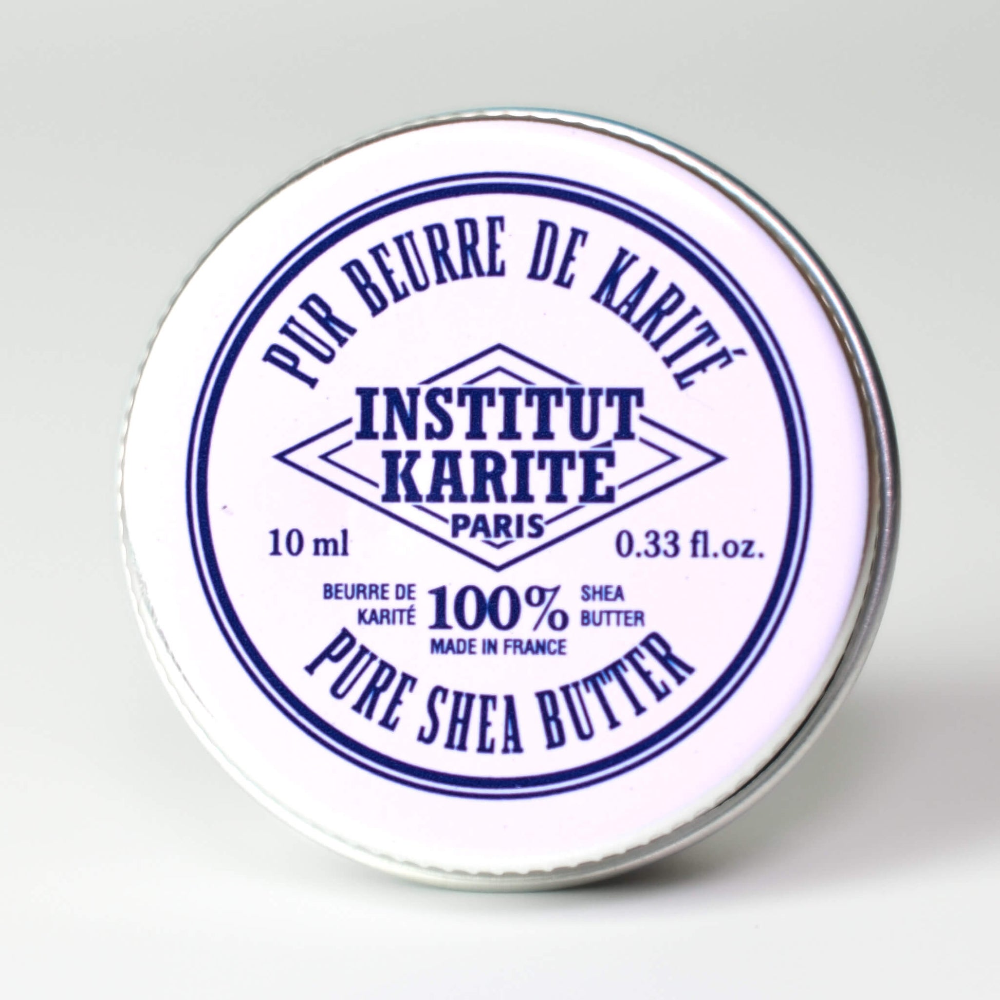 Front view of 10mL Pure Shea Butter tin by Institut Karité Paris