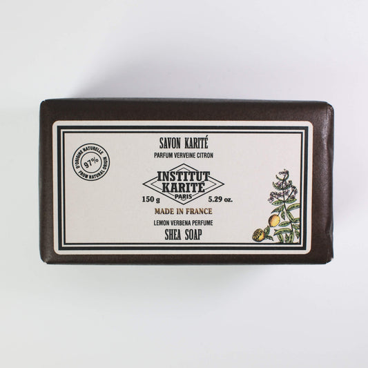 Front view of 150g Lemon Verbena Shea Soap by Institut Karité Paris