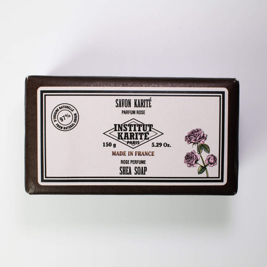 Front view of 150g Rose Mademoiselle Shea Soap by Institut Karité Paris