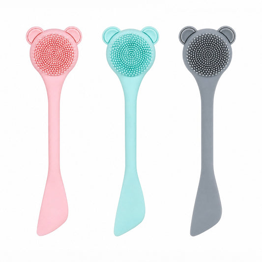 Double-Ended Silicone Face Brush — available in pink, mint or grey, colour sent at random
